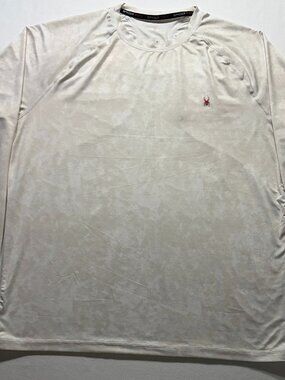 Spyder Rashguard Mens XL Beige White Long Sleeve UPF Sun Shirt Surf Performance